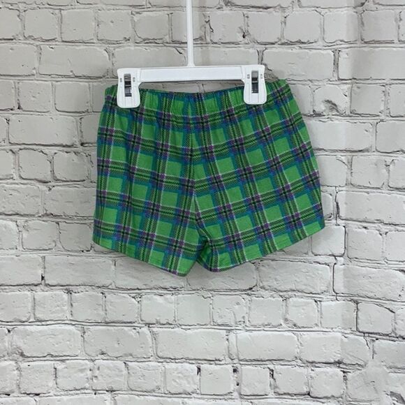 Justice 2pc Night Owl Pajama Set Girls Size 8 Navy Top Neon Green Plaid Short PJ - Picture 7 of 8